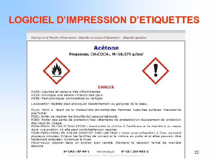 LOGICIEL D’IMPRESSION D’ETIQUETTES 22 