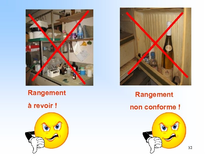 Rangement à revoir ! Rangement non conforme ! 32 