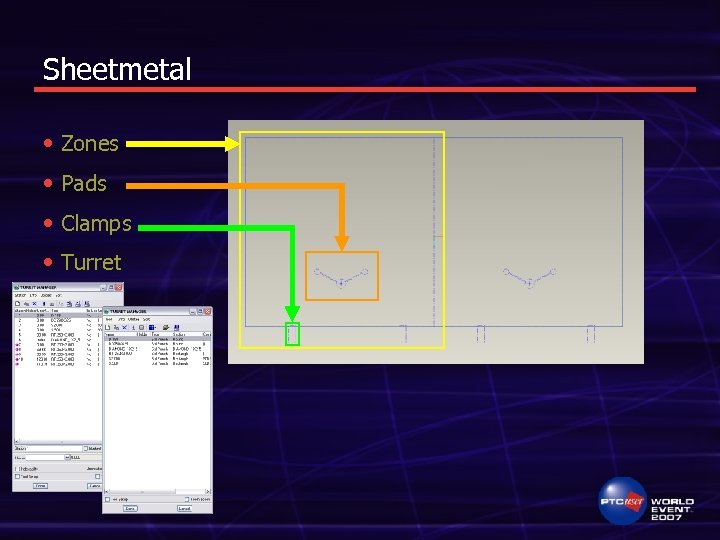 Sheetmetal • Zones • Pads • Clamps • Turret 