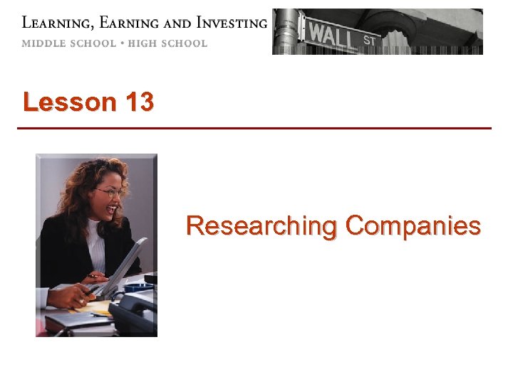 Lesson 13 Researching Companies 