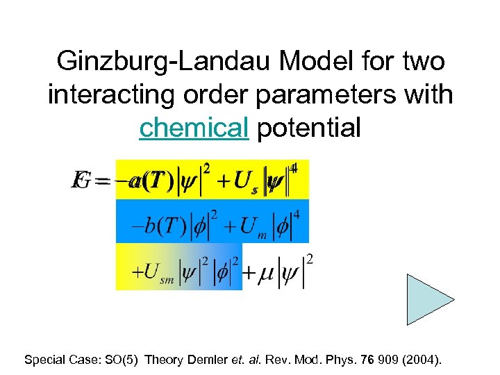 Ginzburg-Landau Model for two interacting order parameters with chemical potential Special Case: SO(5) Theory