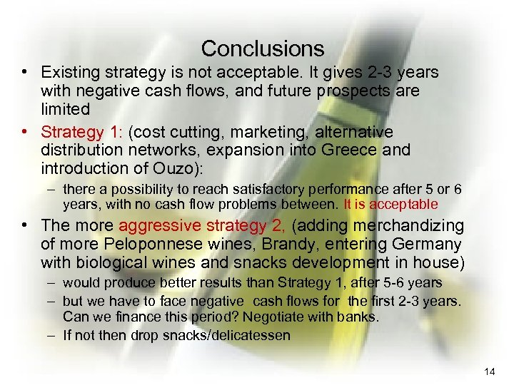 Conclusions • Existing strategy is not acceptable. It gives 2 -3 years with negative