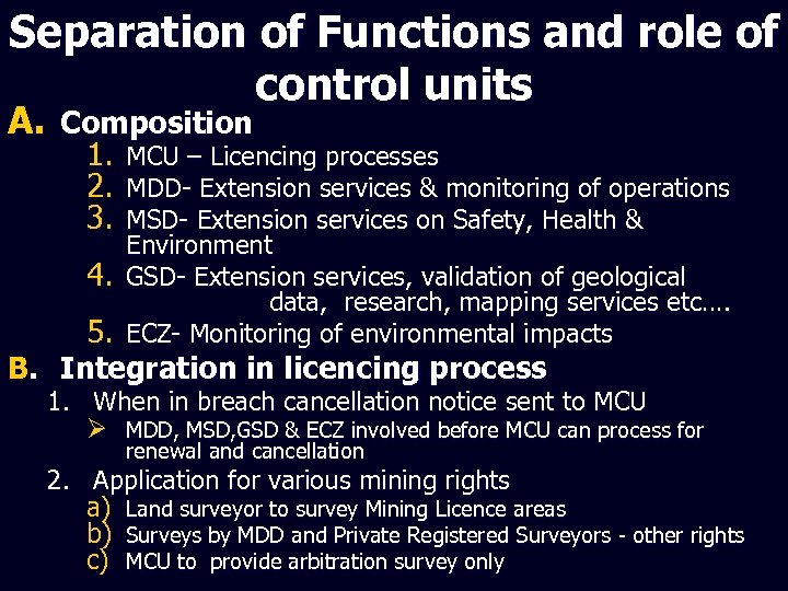 Separation of Functions and role of control units A. Composition 1. 2. 3. 4.