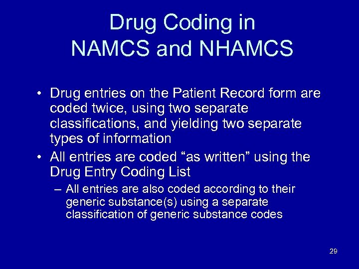 Drug Coding in NAMCS and NHAMCS • Drug entries on the Patient Record form