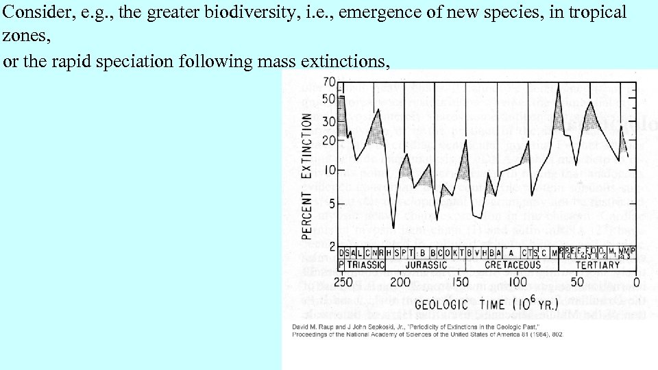 Consider, e. g. , the greater biodiversity, i. e. , emergence of new species,