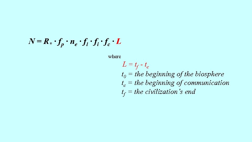 N = R * ∙ fp ∙ n e ∙ fl ∙ fi ∙