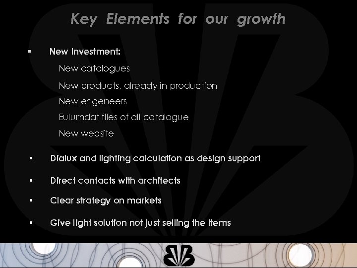 Key Elements for our growth § New Investment: New catalogues New products, already in