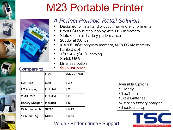 M 23 Portable Printer A Perfect Portable Retail Solution § § § § §