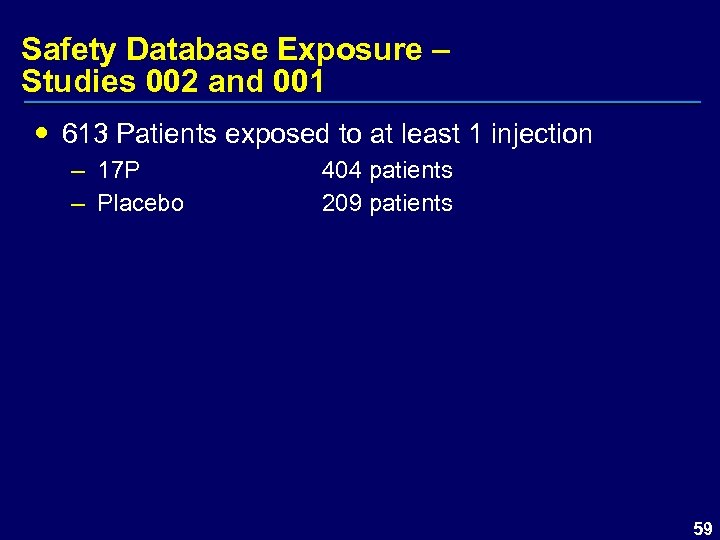 Safety Database Exposure – Studies 002 and 001 613 Patients exposed to at least