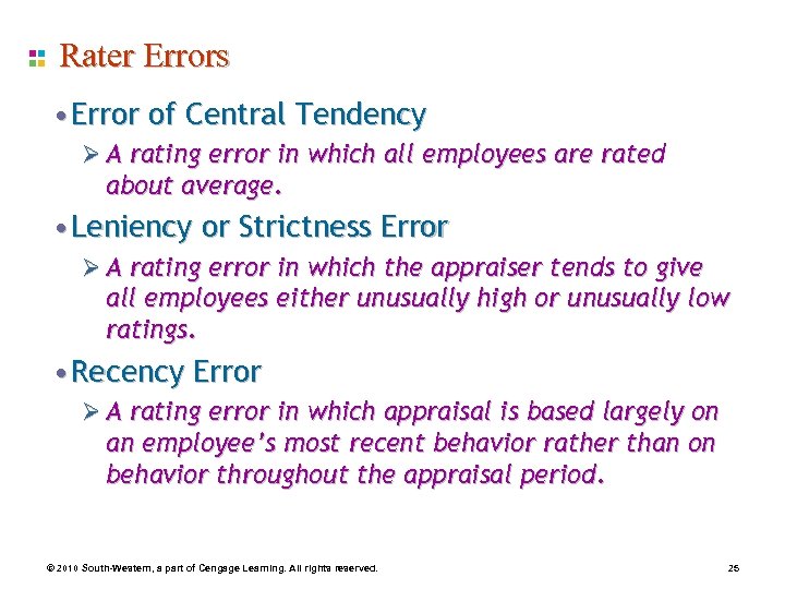 Rater Errors • Error of Central Tendency Ø A rating error in which all