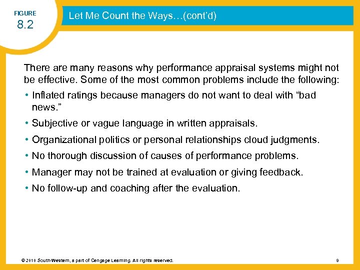 FIGURE 8. 2 Let Me Count the Ways…(cont’d) There are many reasons why performance