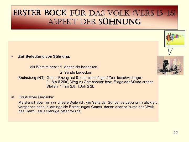 erster Bock für das volk (vers 15 -16) aspekt der sühnung • Zur Bedeutung