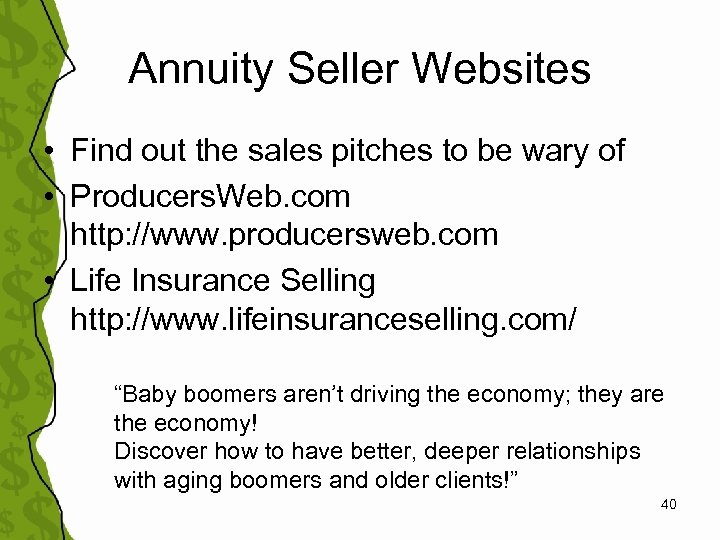 Annuity Seller Websites • Find out the sales pitches to be wary of •