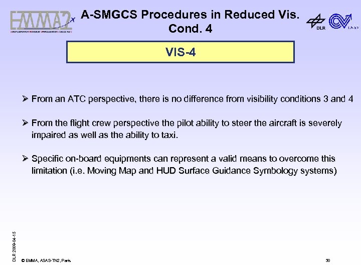 A-SMGCS Procedures in Reduced Vis. Cond. 4 VIS-4 Ø From an ATC perspective, there