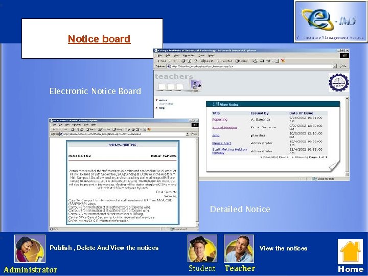 Notice board Electronic Notice Board Detailed Notice Publish , Delete And View the notices