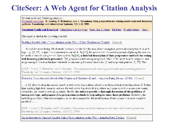Cite. Seer: A Web Agent for Citation Analysis 
