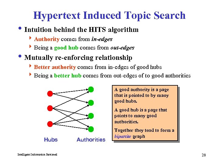 Hypertext Induced Topic Search i Intuition behind the HITS algorithm 4 Authority comes from