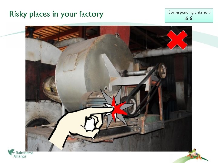 Risky places in your factory Corresponding criterion: 6. 6 