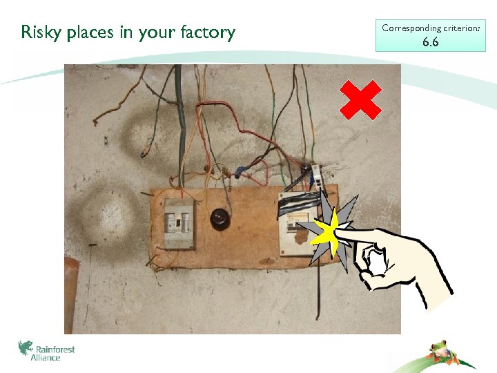 Risky places in your factory Corresponding criterion: 6. 6 
