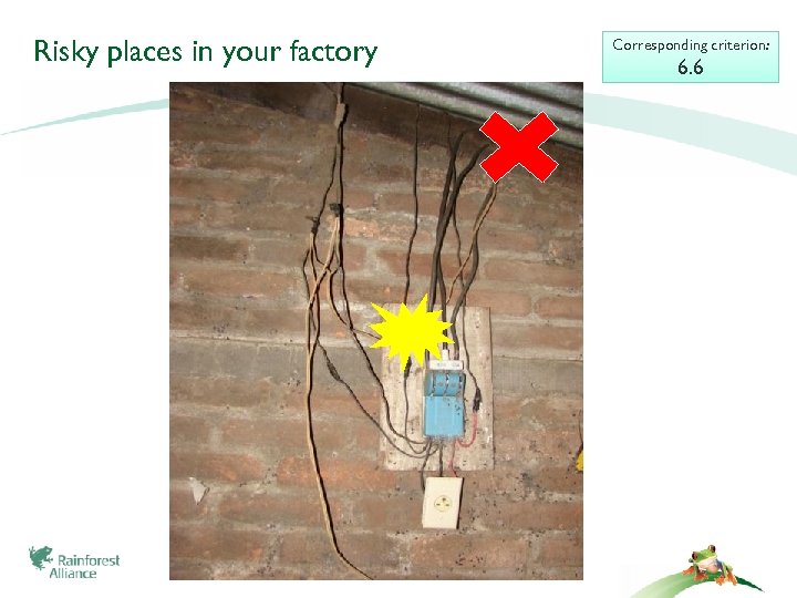 Risky places in your factory Corresponding criterion: 6. 6 