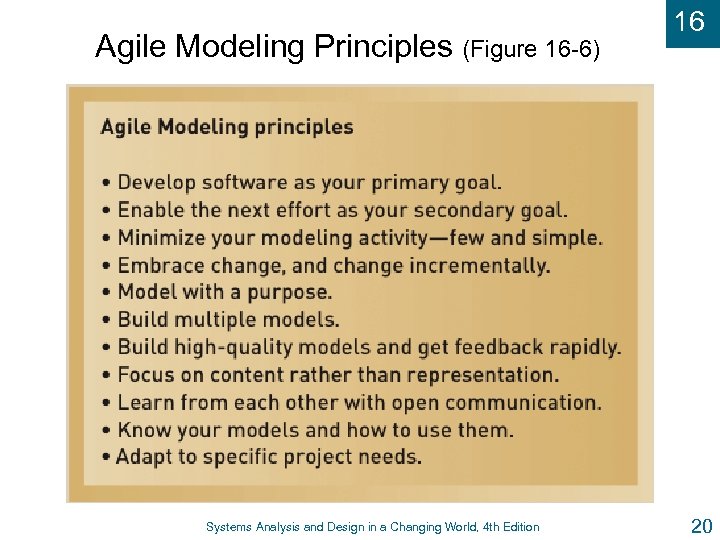 Agile Modeling Principles (Figure 16 -6) Systems Analysis and Design in a Changing World,