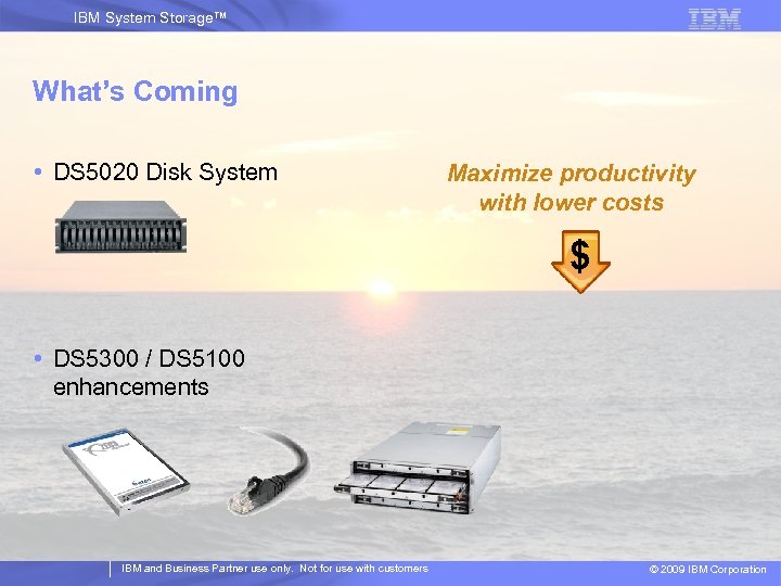 IBM System Storage™ What’s Coming • DS 5020 Disk System Maximize productivity with lower