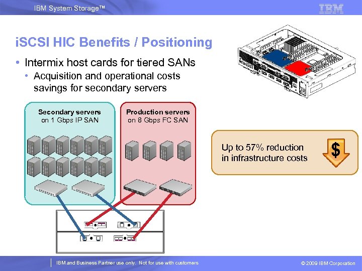 IBM System Storage™ i. SCSI HIC Benefits / Positioning • Intermix host cards for