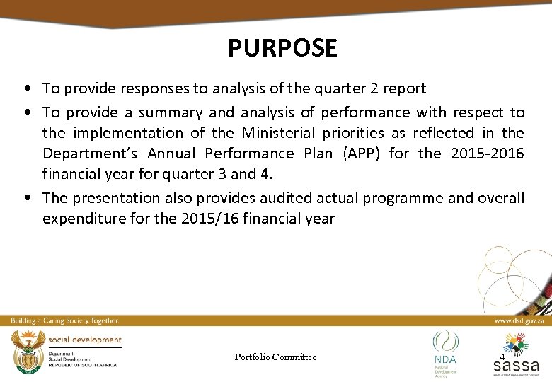 PURPOSE • To provide responses to analysis of the quarter 2 report • To