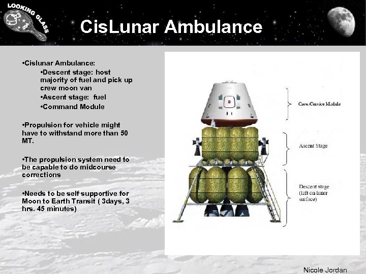 Cis. Lunar Ambulance • Cislunar Ambulance: • Descent stage: host majority of fuel and