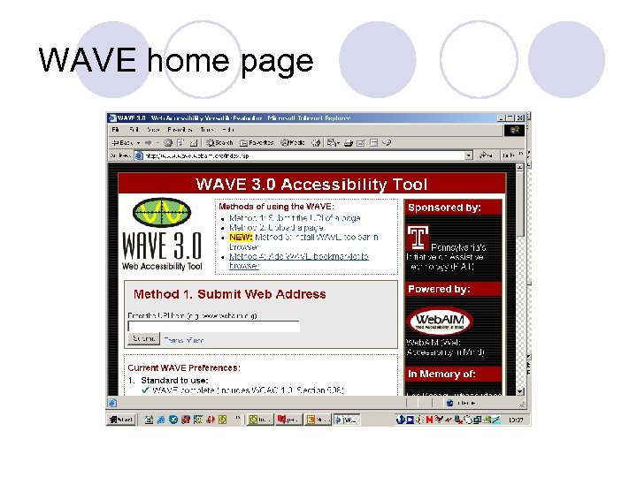 WAVE home page 