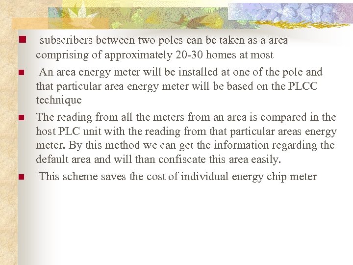 n n subscribers between two poles can be taken as a area comprising of