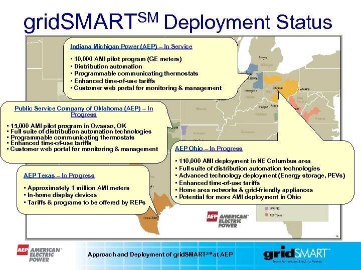 grid. SMARTSM Deployment Status Indiana Michigan Power (AEP) – In Service • 10, 000