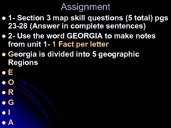 Assignment 1 - Section 3 map skill questions (5 total) pgs 23 -28 (Answer