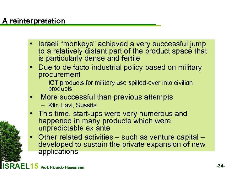 A reinterpretation • Israeli “monkeys” achieved a very successful jump to a relatively distant