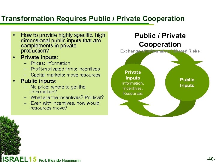 Transformation Requires Public / Private Cooperation • • How to provide highly specific, high