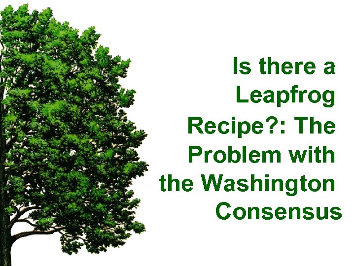 Is there a Leapfrog Recipe? : The Problem with the Washington Consensus 