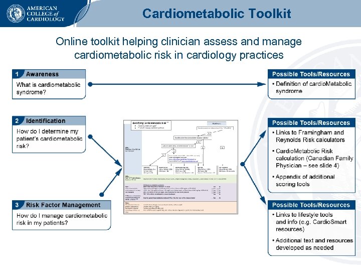 Cardiometabolic Toolkit Online toolkit helping clinician assess and manage cardiometabolic risk in cardiology practices