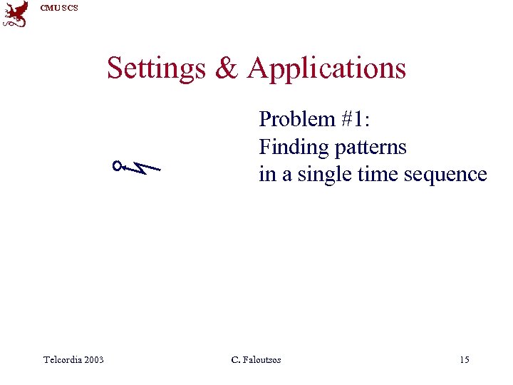 CMU SCS Settings & Applications Problem #1: Finding patterns in a single time sequence