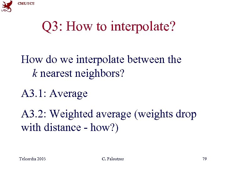 CMU SCS Q 3: How to interpolate? How do we interpolate between the k