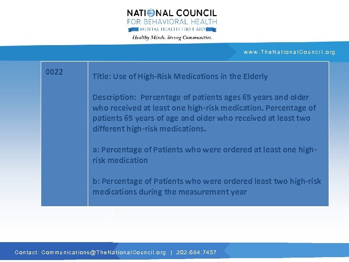 www. The. National. Council. org 0022 Title: Use of High-Risk Medications in the Elderly