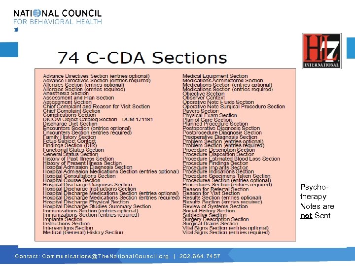 Psychotherapy Notes are not Sent C o n t a c t : C