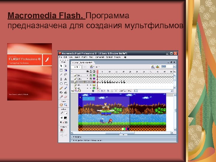 Macromedia Flash. Программа предназначена для создания мультфильмов 