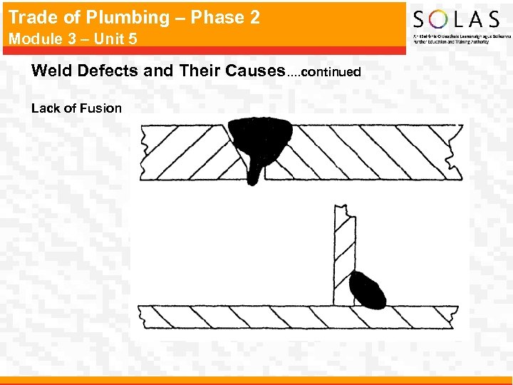 Trade of Plumbing – Phase 2 Module 3 – Unit 5 Weld Defects and