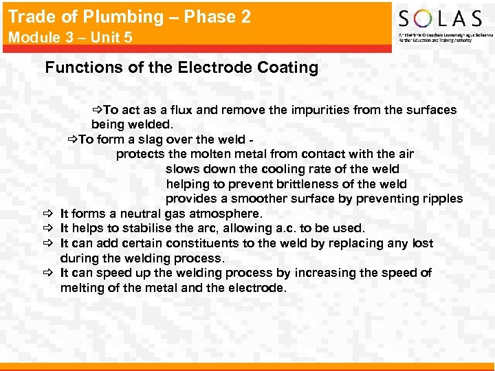 Trade of Plumbing – Phase 2 Module 3 – Unit 5 Functions of the
