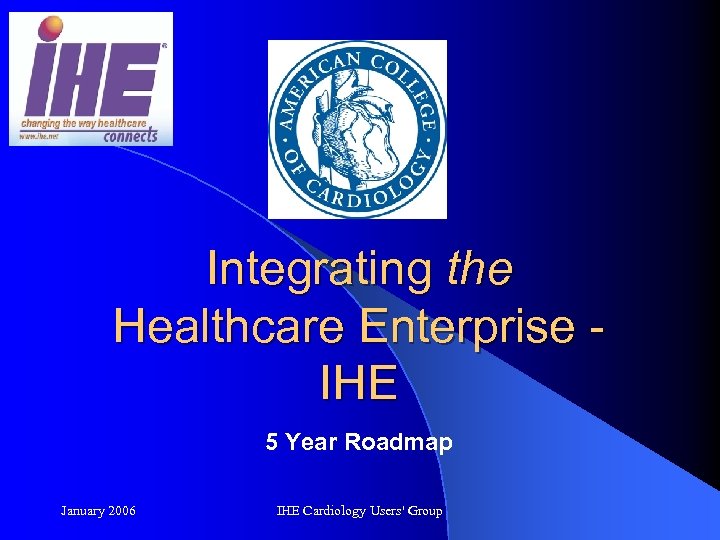 An initiative of the ACC Integrating the Healthcare Enterprise IHE 5 Year Roadmap January