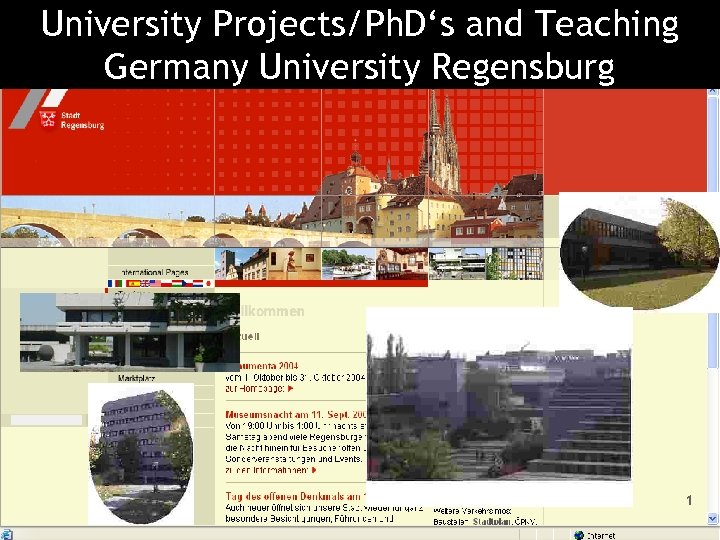 University Projects/Ph. D‘s and Teaching Germany University Regensburg 1 Oberösterreich 