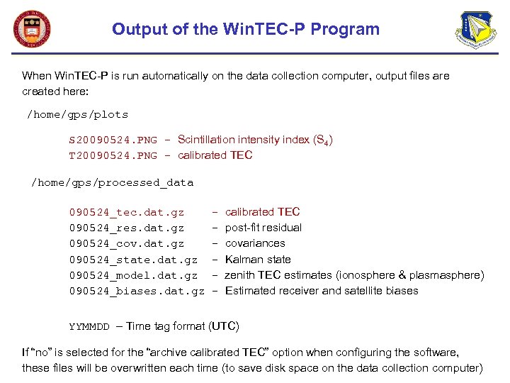 Output of the Win. TEC-P Program When Win. TEC-P is run automatically on the