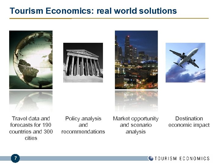 Tourism Economics: real world solutions Travel data and forecasts for 190 countries and 300