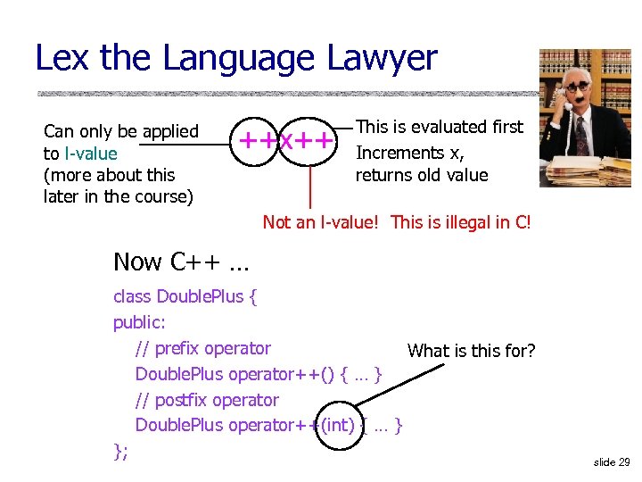 Lex the Language Lawyer Can only be applied to l value (more about this