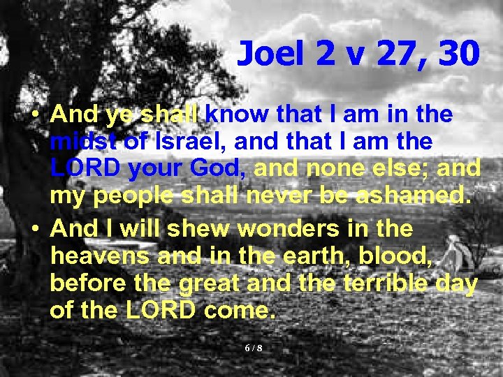 Joel 2 v 27, 30 • And ye shall know that I am in